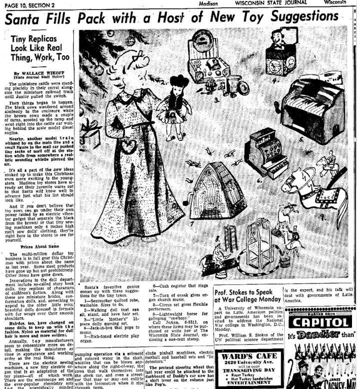 Wisconsin State Journal toy ads: 1950s
